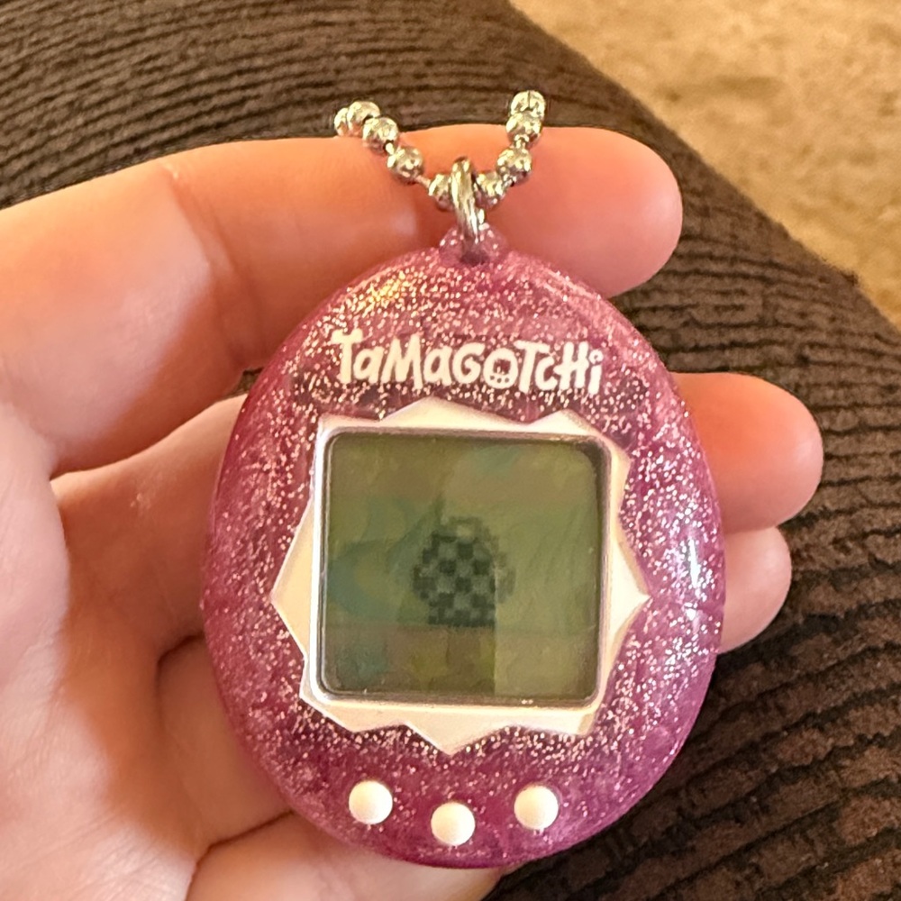 Tamagotchi Glitter Pink Virtual Pet Keychain